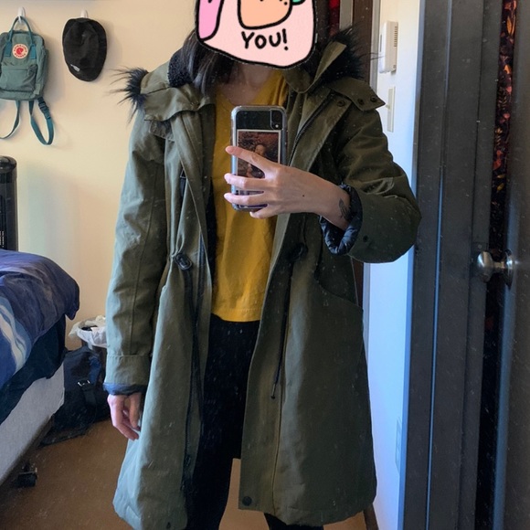 Zara Olive Green Small Parka - Picture 3 of 8